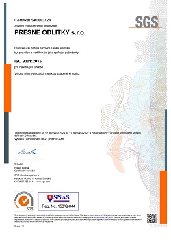 Certifikát ISO 9001
